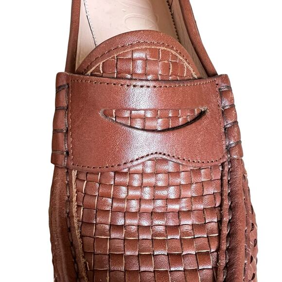 J Crew Winona Brown Woven Leather Penny Loafers Size 8.5 Preppy Classic - Picture 5 of 13